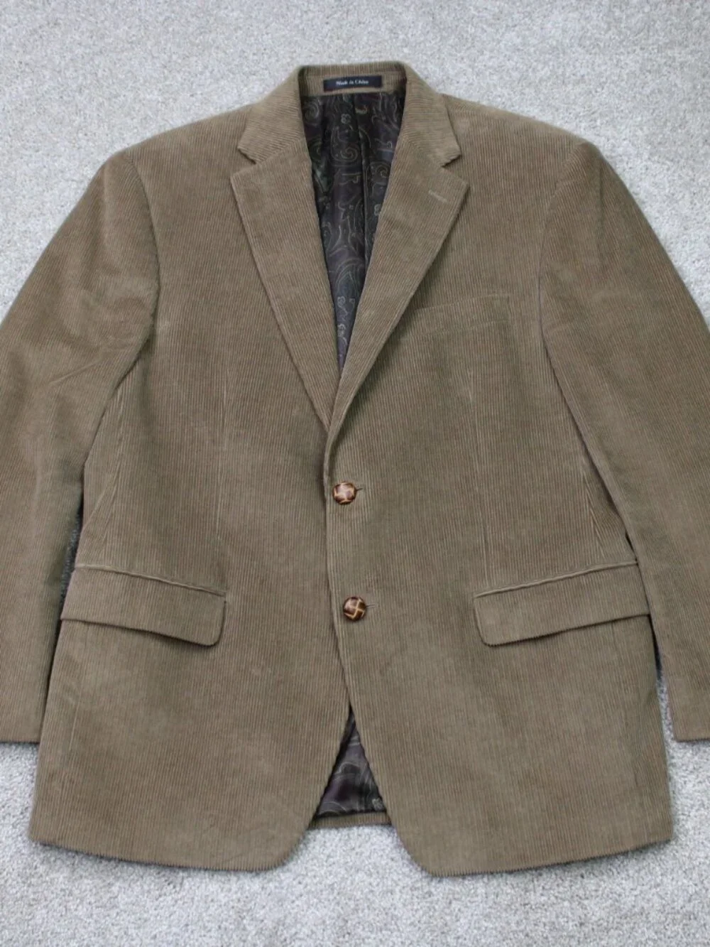 LAUREN Ralph Lauren Corduroy Blazer Mens 40 Short Brown 100% Cotton 2 Button